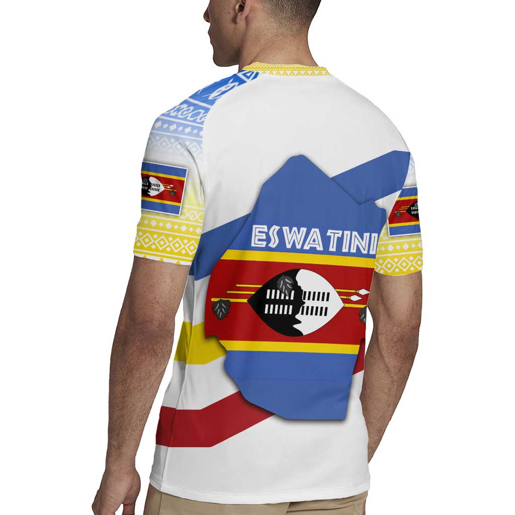 Eswatini Rhino Rugby Jersey with African Map and Traditional Swazi Flag Patterns