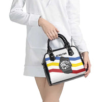 Eswatini Rhino Shoulder Handbag with African Map and Traditional Swazi Flag Patterns