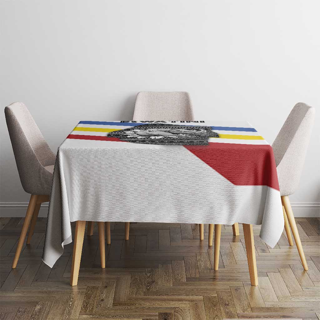 Eswatini Rhino Tablecloth with African Map and Traditional Swazi Flag Patterns