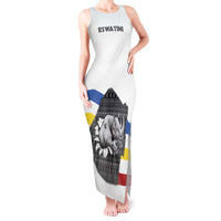 Eswatini Rhino Tank Maxi Dress with African Map and Traditional Swazi Flag Patterns