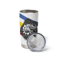 Eswatini Rhino Tumbler Cup with African Map and Traditional Swazi Flag Patterns