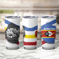 Eswatini Rhino Tumbler Cup with African Map and Traditional Swazi Flag Patterns