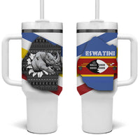Eswatini Rhino Tumbler With Handle with African Map and Traditional Swazi Flag Patterns
