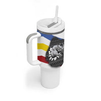 Eswatini Rhino Tumbler With Handle with African Map and Traditional Swazi Flag Patterns