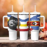 Eswatini Rhino Tumbler With Handle with African Map and Traditional Swazi Flag Patterns