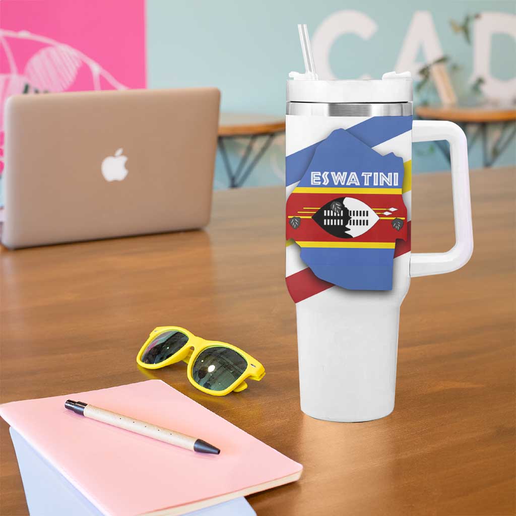 Eswatini Rhino Tumbler With Handle with African Map and Traditional Swazi Flag Patterns