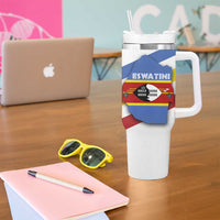 Eswatini Rhino Tumbler With Handle with African Map and Traditional Swazi Flag Patterns