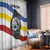 Eswatini Rhino Window Curtain with African Map and Traditional Swazi Flag Patterns