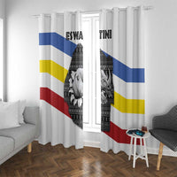 Eswatini Rhino Window Curtain with African Map and Traditional Swazi Flag Patterns