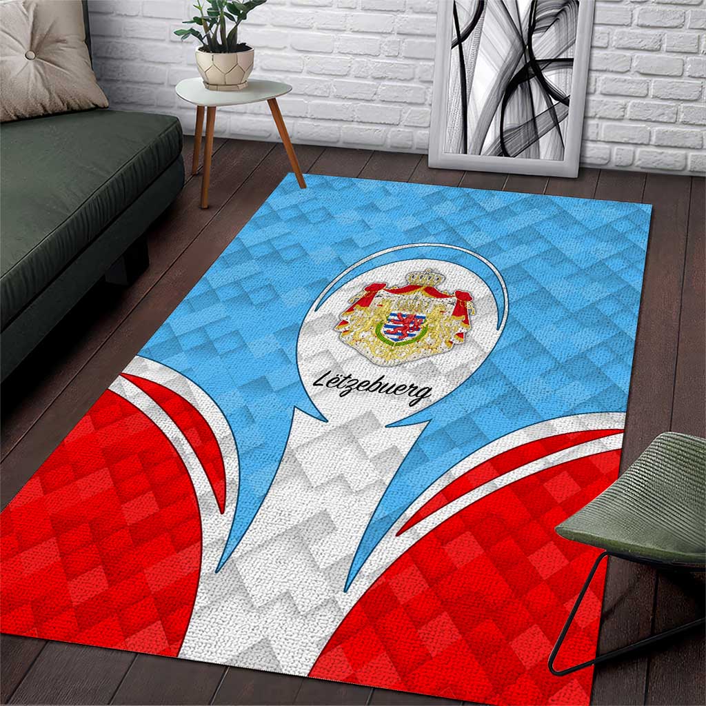 Luxembourg Area Rug with National Coat of Arms and Letzebuerg Text Design