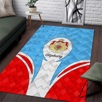 Luxembourg Area Rug with National Coat of Arms and Letzebuerg Text Design