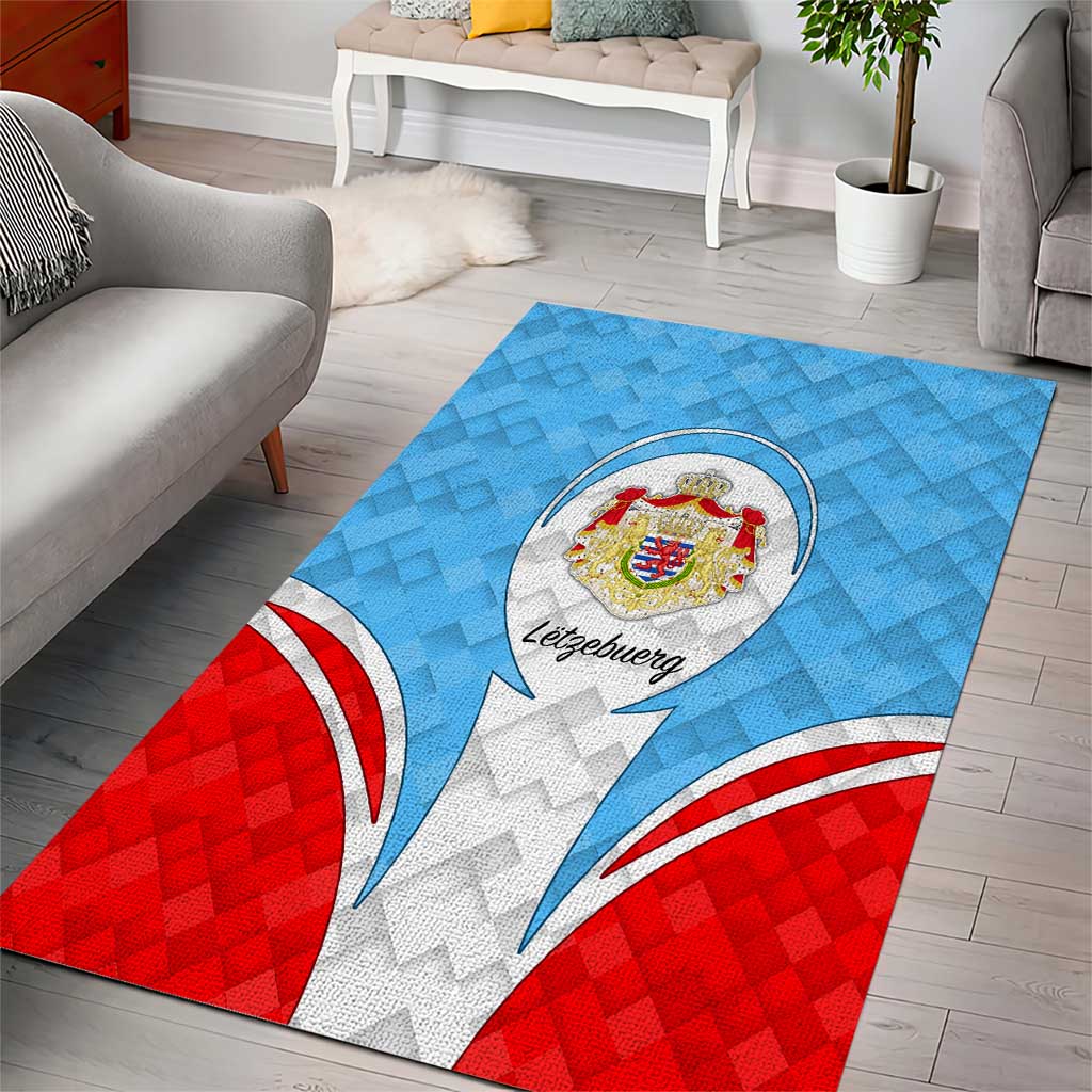 Luxembourg Area Rug with National Coat of Arms and Letzebuerg Text Design