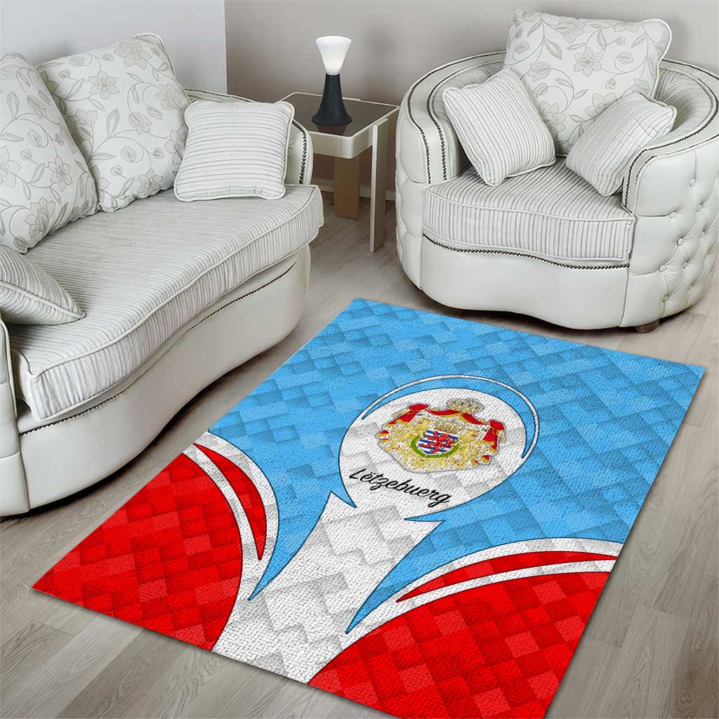 Luxembourg Area Rug with National Coat of Arms and Letzebuerg Text Design