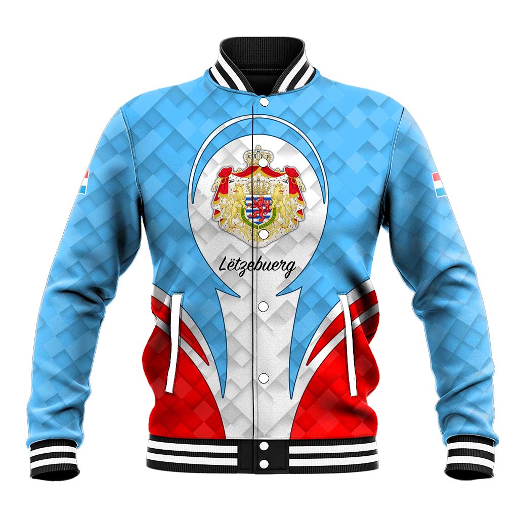 Luxembourg Baseball Jacket with National Coat of Arms and Letzebuerg Text Design