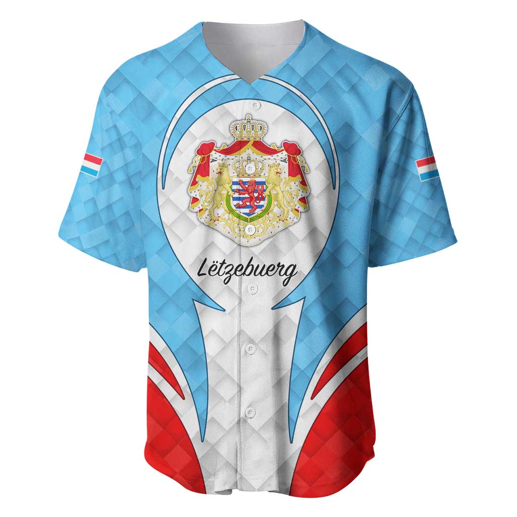 Luxembourg Baseball Jersey with National Coat of Arms and Letzebuerg Text Design