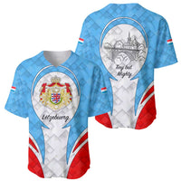 Luxembourg Baseball Jersey with National Coat of Arms and Letzebuerg Text Design