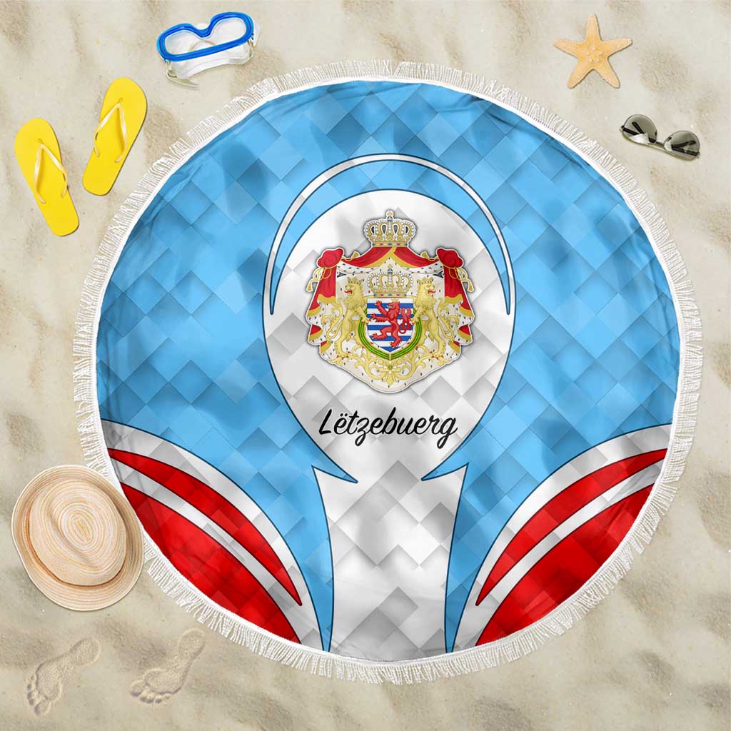 Luxembourg Beach Blanket with National Coat of Arms and Letzebuerg Text Design