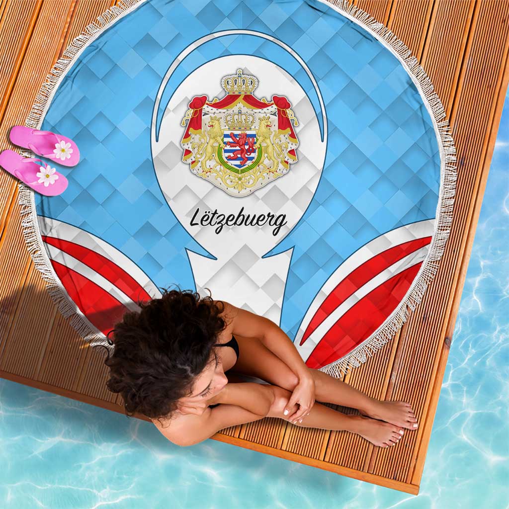 Luxembourg Beach Blanket with National Coat of Arms and Letzebuerg Text Design