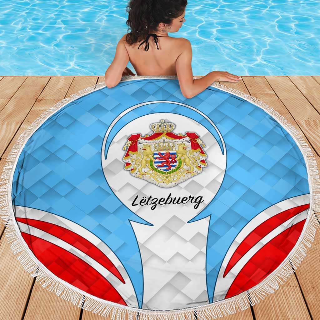 Luxembourg Beach Blanket with National Coat of Arms and Letzebuerg Text Design