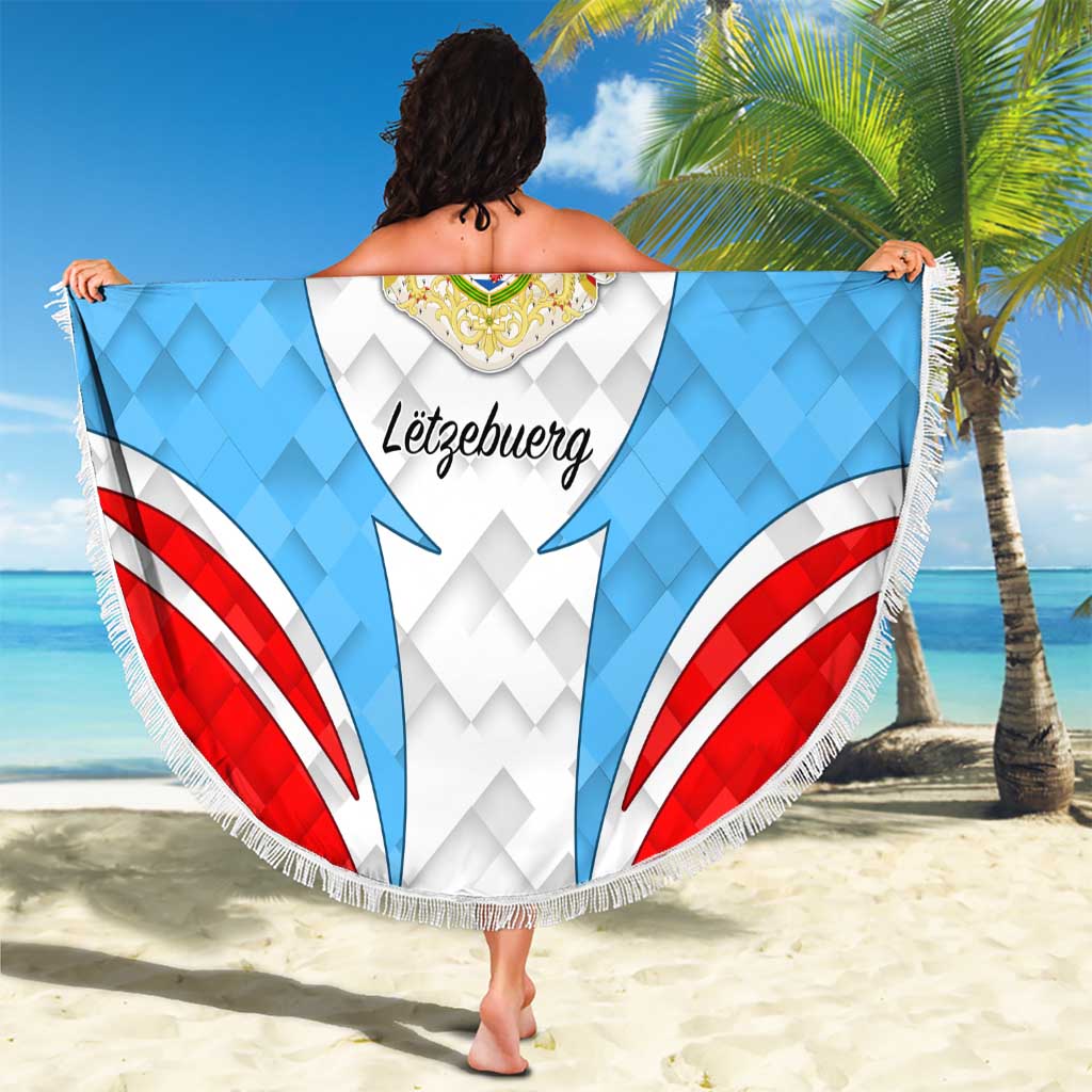 Luxembourg Beach Blanket with National Coat of Arms and Letzebuerg Text Design