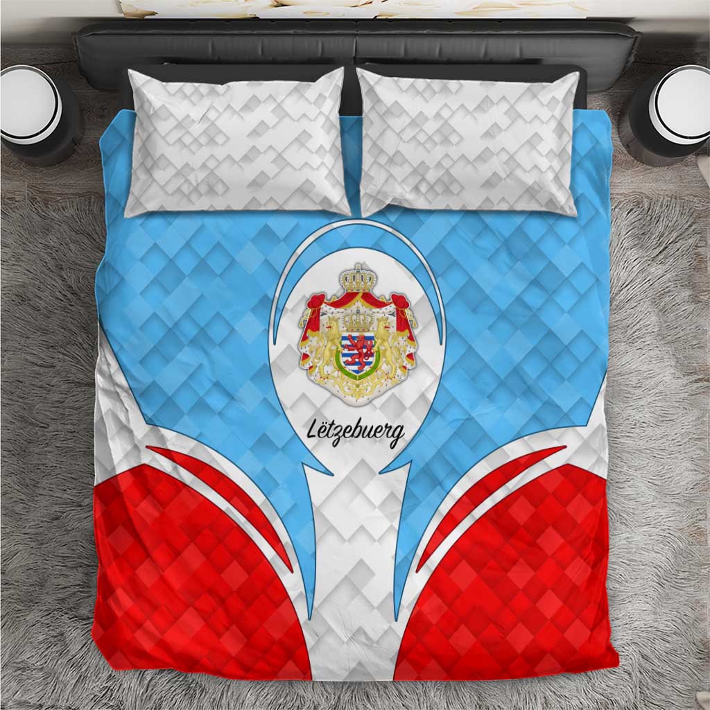 Luxembourg Bedding Set with National Coat of Arms and Letzebuerg Text Design