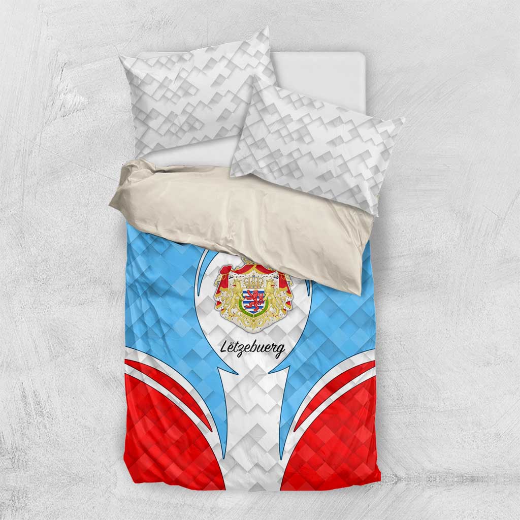 Luxembourg Bedding Set with National Coat of Arms and Letzebuerg Text Design