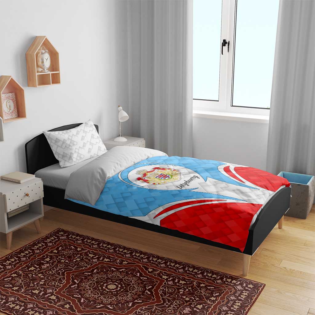 Luxembourg Bedding Set with National Coat of Arms and Letzebuerg Text Design