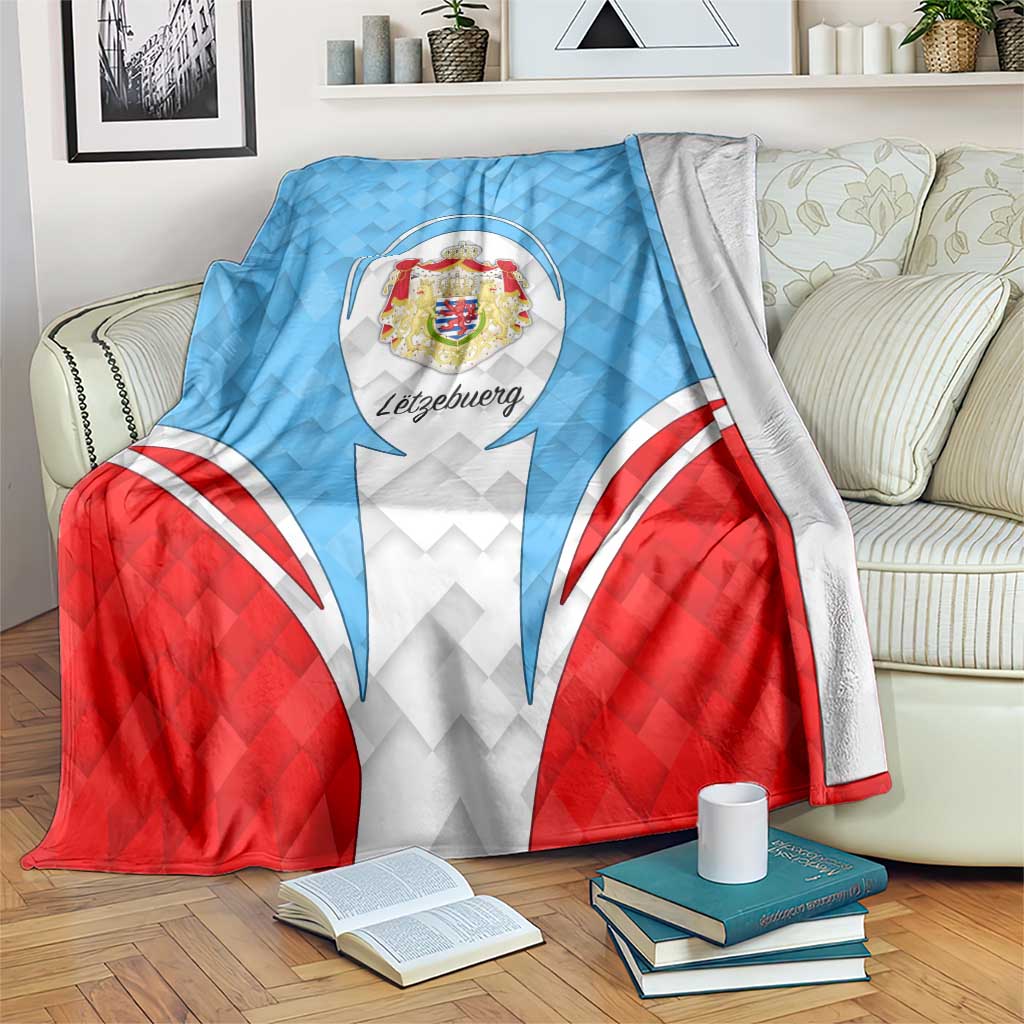 Luxembourg Blanket with National Coat of Arms and Letzebuerg Text Design