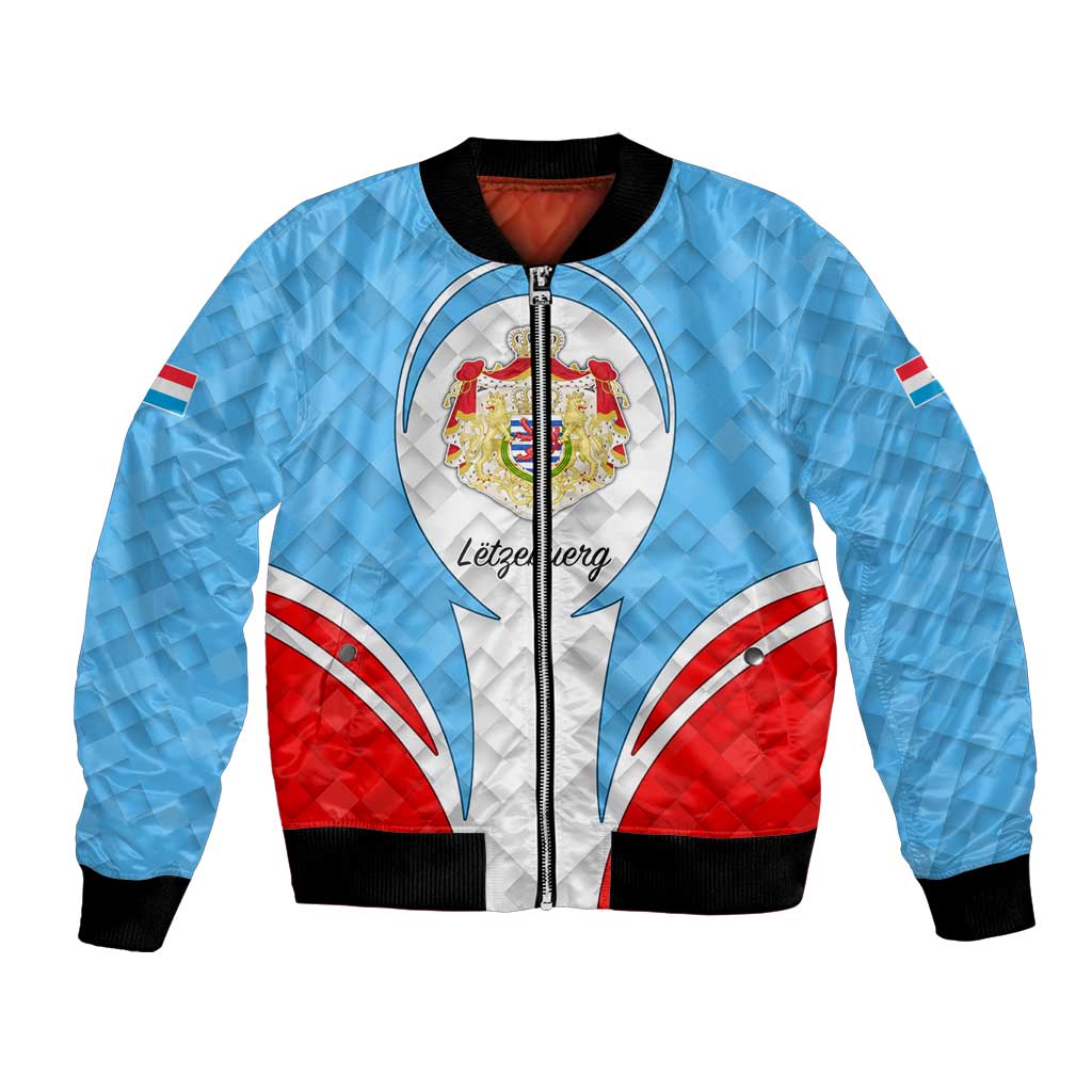Luxembourg Bomber Jacket with National Coat of Arms and Letzebuerg Text Design