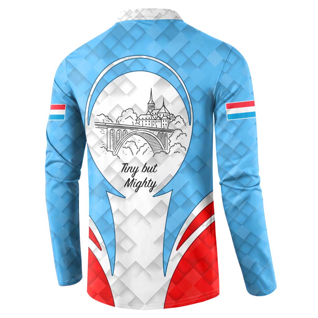 Luxembourg Button Sweatshirt with National Coat of Arms and Letzebuerg Text Design