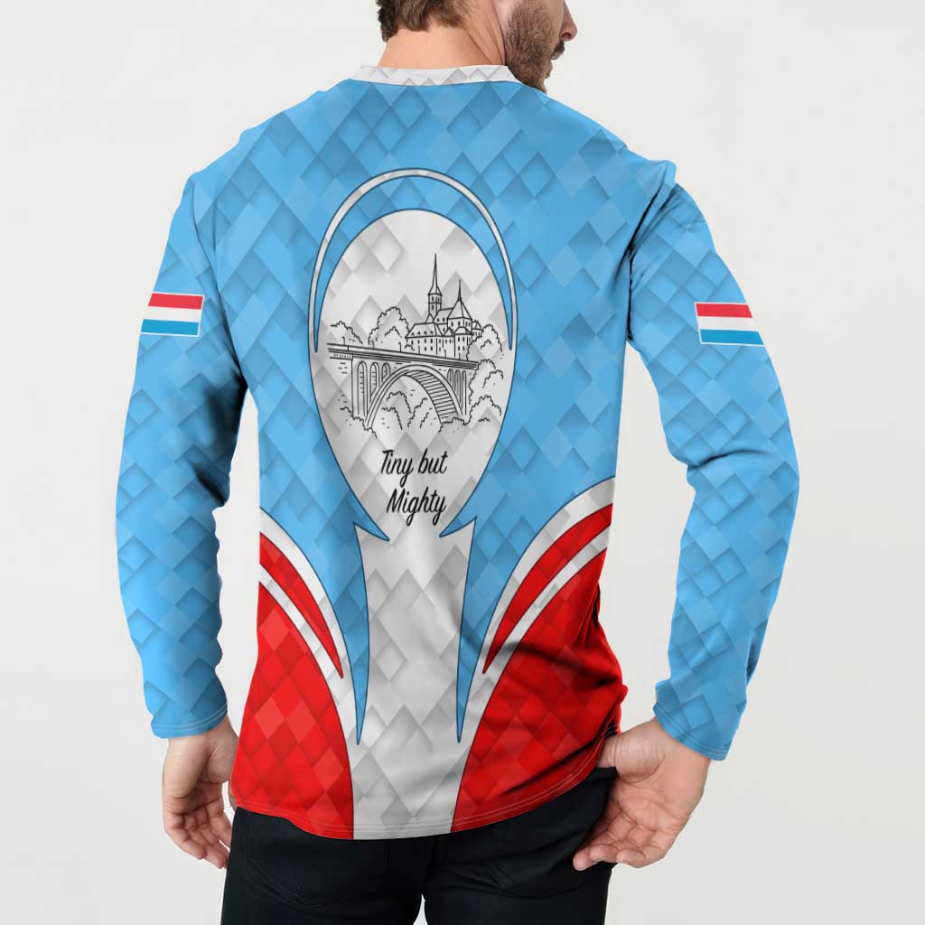 Luxembourg Button Sweatshirt with National Coat of Arms and Letzebuerg Text Design