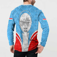 Luxembourg Button Sweatshirt with National Coat of Arms and Letzebuerg Text Design