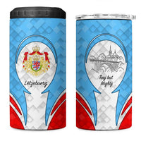 Luxembourg 4 in 1 Can Cooler Tumbler with National Coat of Arms and Letzebuerg Text Design