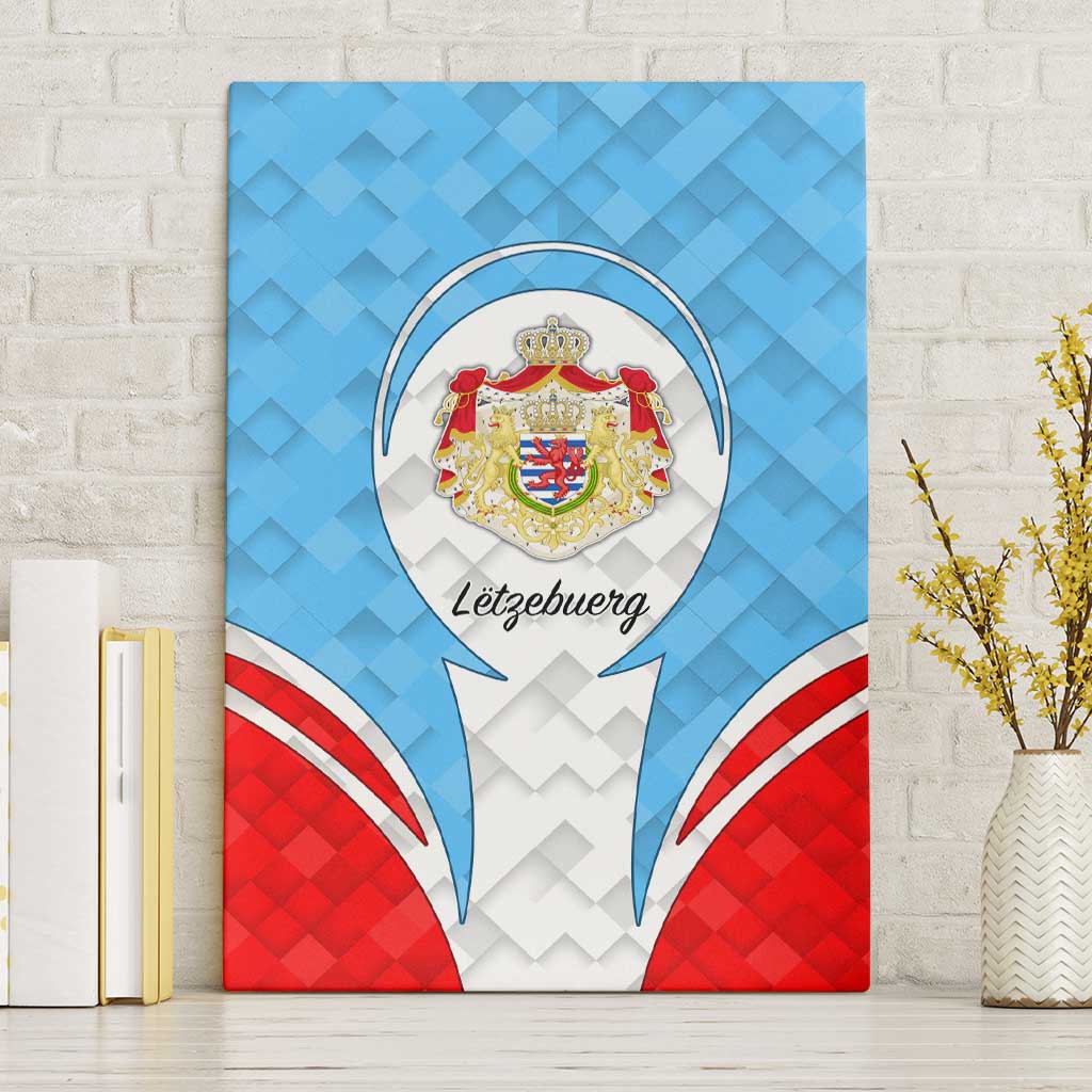 Luxembourg Canvas Wall Art with National Coat of Arms and Letzebuerg Text Design