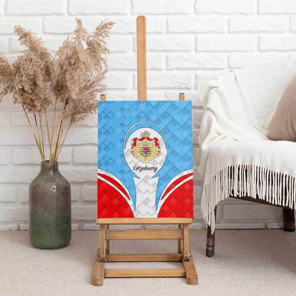 Luxembourg Canvas Wall Art with National Coat of Arms and Letzebuerg Text Design