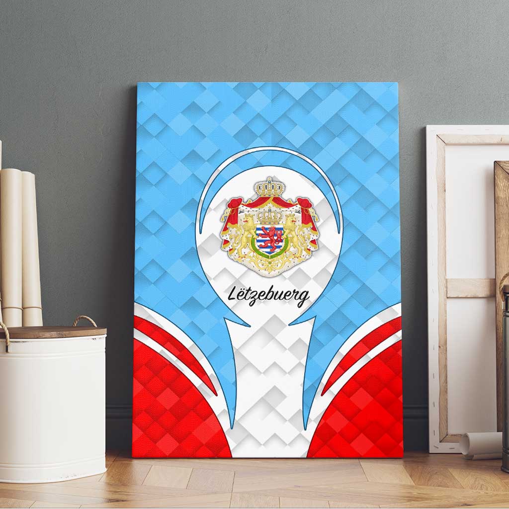 Luxembourg Canvas Wall Art with National Coat of Arms and Letzebuerg Text Design