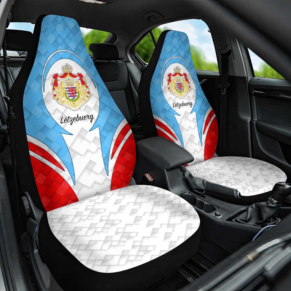 Luxembourg Car Seat Cover with National Coat of Arms and Letzebuerg Text Design