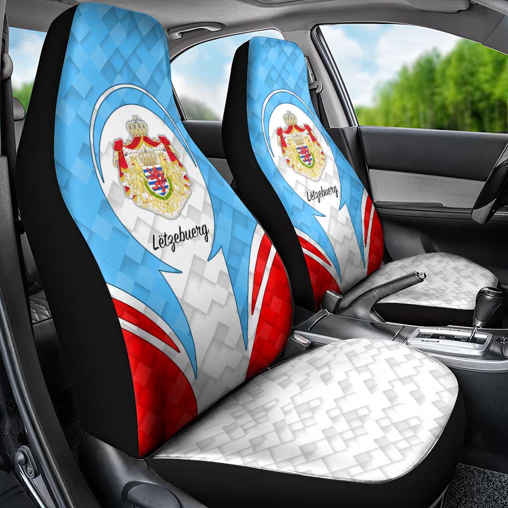 Luxembourg Car Seat Cover with National Coat of Arms and Letzebuerg Text Design