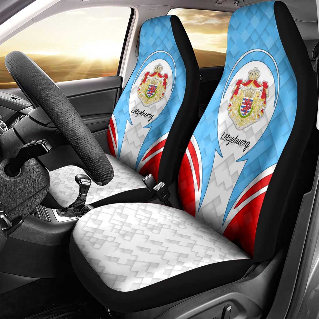 Luxembourg Car Seat Cover with National Coat of Arms and Letzebuerg Text Design