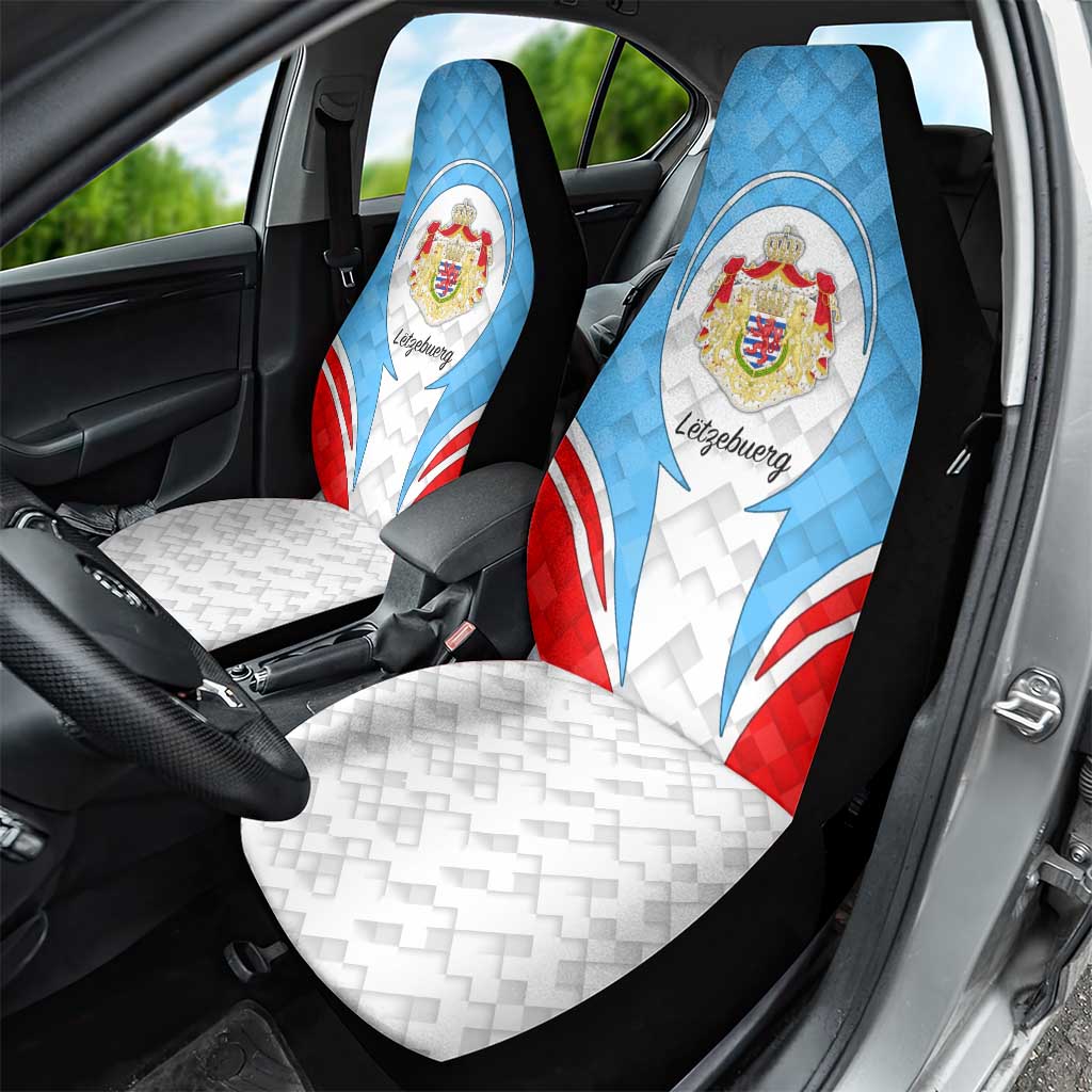 Luxembourg Car Seat Cover with National Coat of Arms and Letzebuerg Text Design