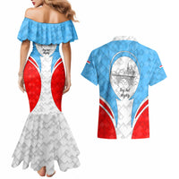 Luxembourg Couples Matching Mermaid Dress and Hawaiian Shirt with National Coat of Arms and Letzebuerg Text Design