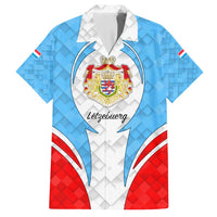 Luxembourg Family Matching Long Sleeve Bodycon Dress and Hawaiian Shirt with National Coat of Arms and Letzebuerg Text Design