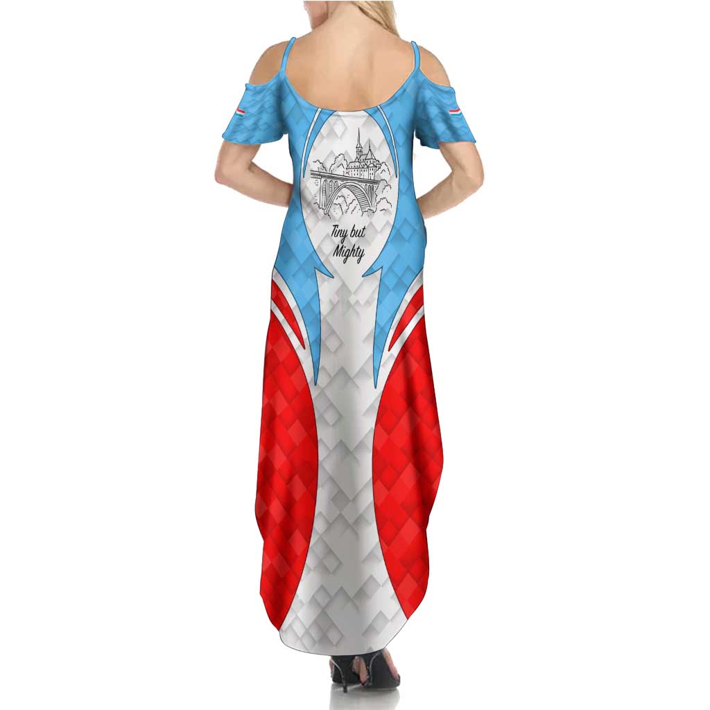 Luxembourg Family Matching Summer Maxi Dress and Hawaiian Shirt with National Coat of Arms and Letzebuerg Text Design