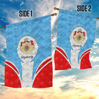 Luxembourg Garden Flag with National Coat of Arms and Letzebuerg Text Design