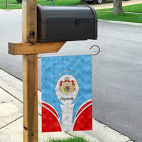 Luxembourg Garden Flag with National Coat of Arms and Letzebuerg Text Design