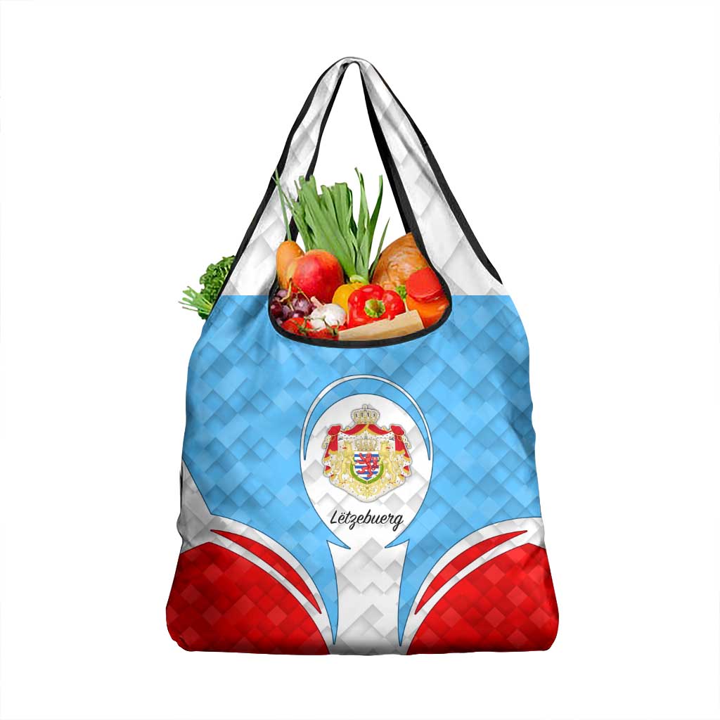 Luxembourg Grocery Bag with National Coat of Arms and Letzebuerg Text Design