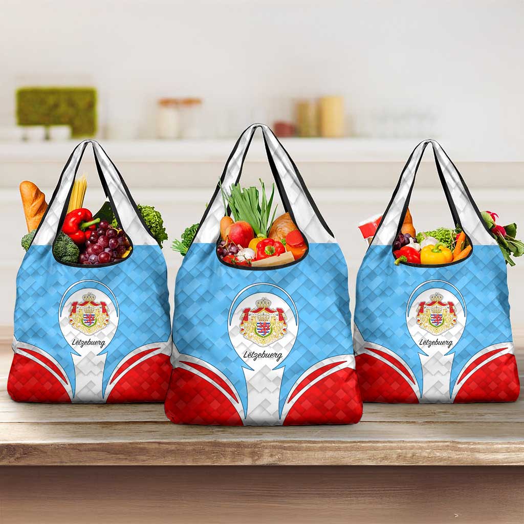 Luxembourg Grocery Bag with National Coat of Arms and Letzebuerg Text Design