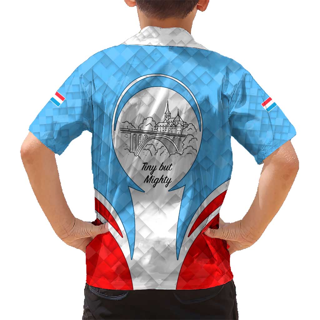 Luxembourg Hawaiian Shirt with National Coat of Arms and Letzebuerg Text Design