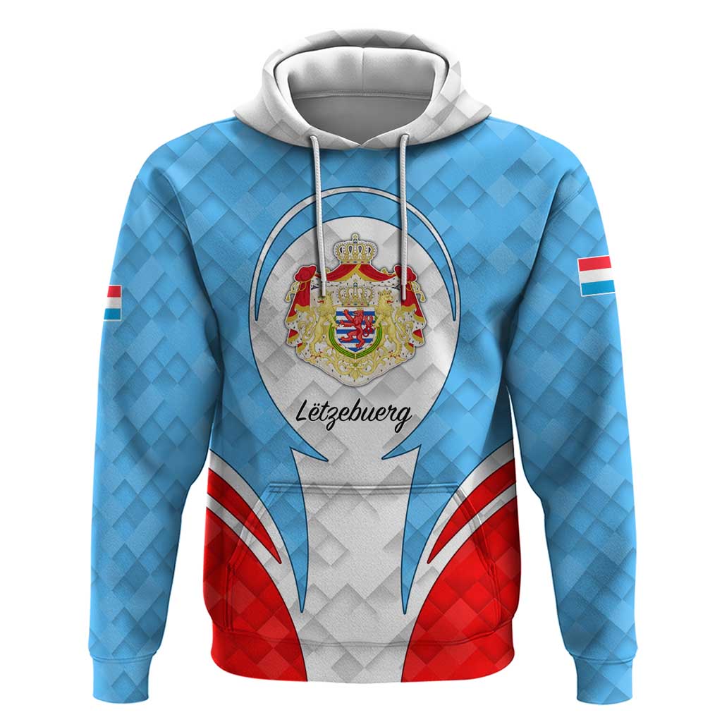 Luxembourg Hoodie with National Coat of Arms and Letzebuerg Text Design