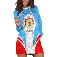 Luxembourg Hoodie Dress with National Coat of Arms and Letzebuerg Text Design